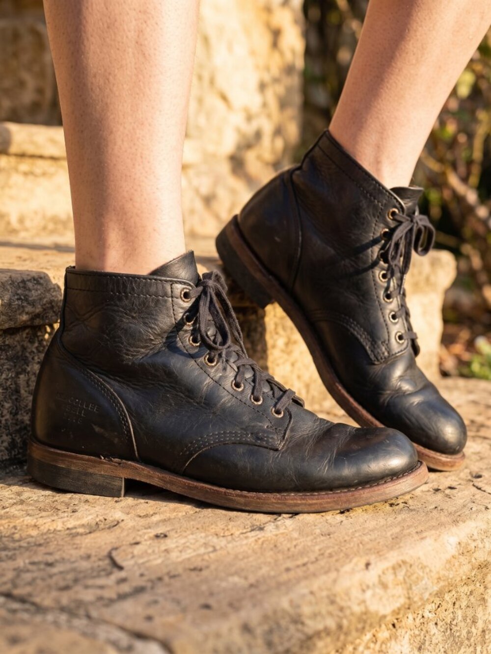 Frye Prison black lace up oil resistant ankle boots men 7.5